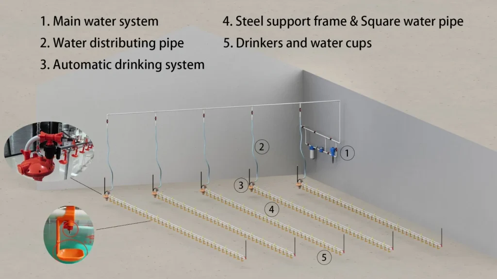 automatic feeding system for commercial broiler farm
