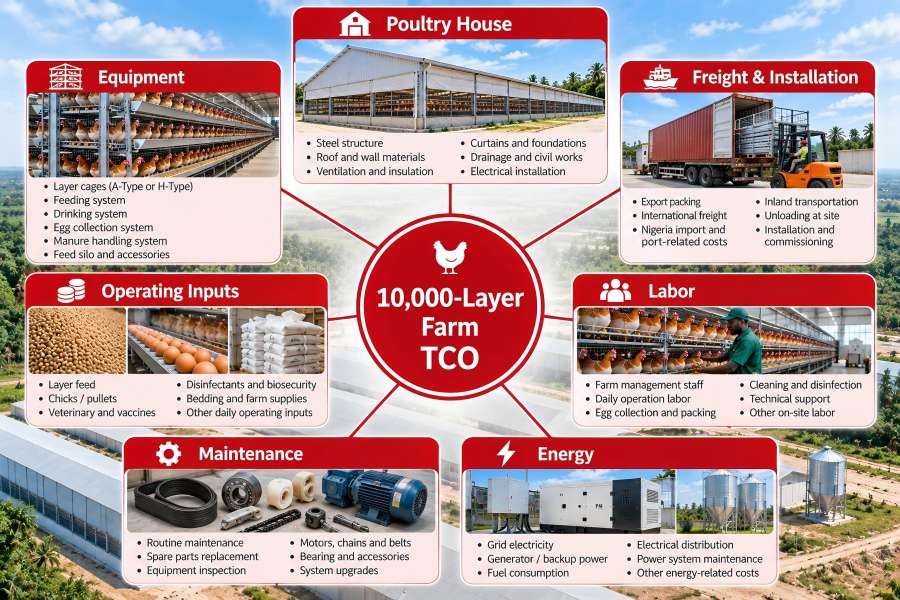 Total cost of ownership for a 10,000 layer poultry farm in Nigeria