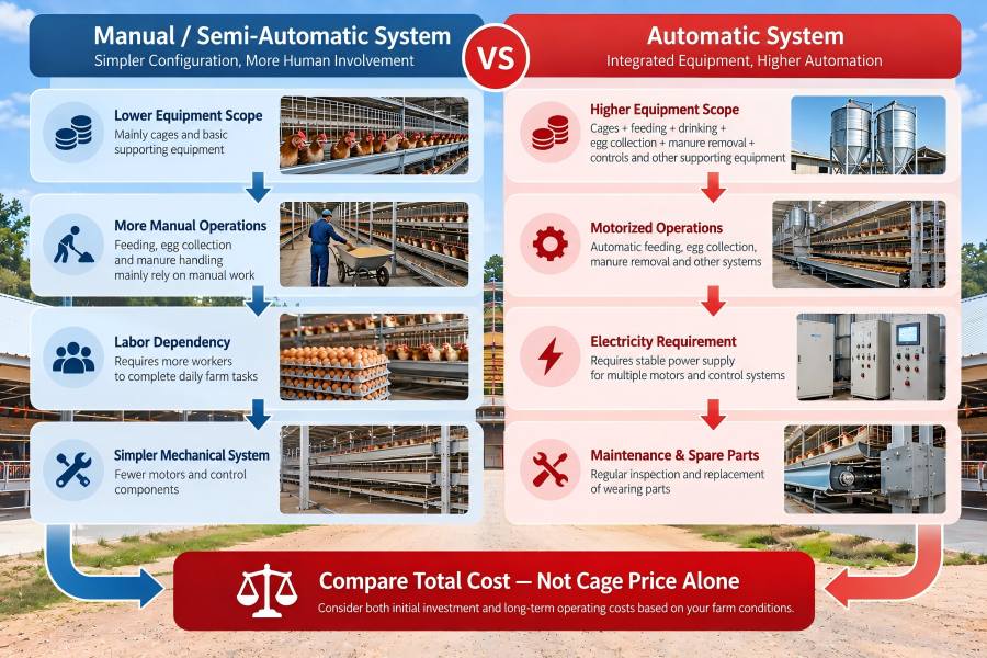 Automatic vs manual poultry equipment long term cost comparison