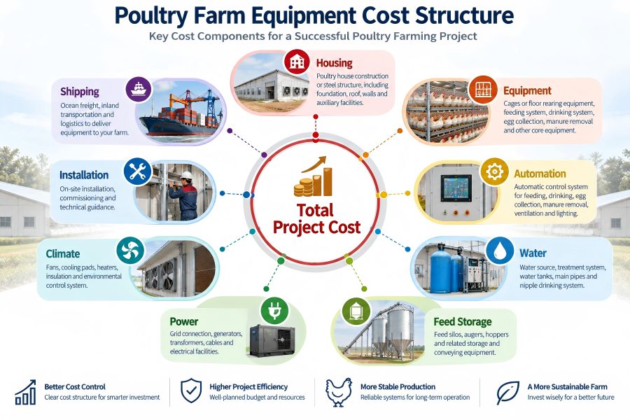 poultry farm equipment cost factors for commercial layer and broiler projects